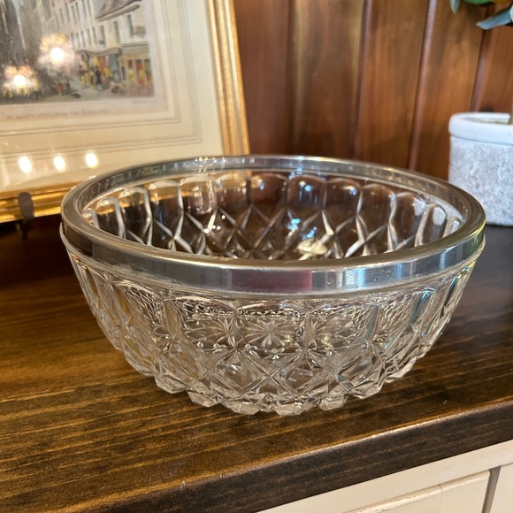 Vintage Dining Vintage Cut Glass Silver Plate Rim Arcing Bowl